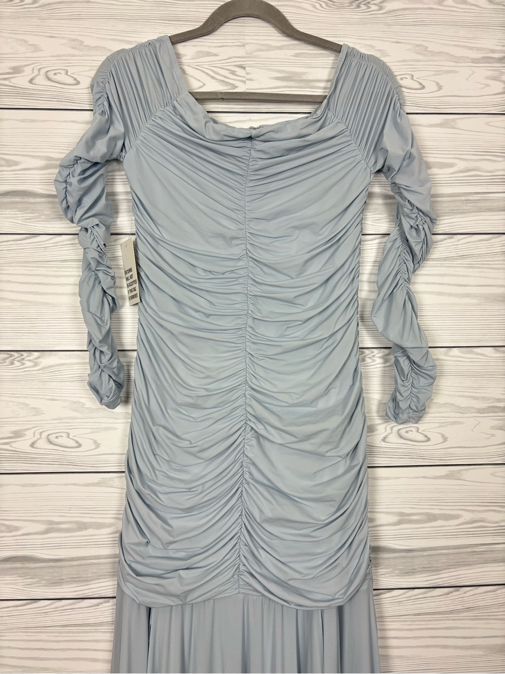 Bumpsuit maternity airbrush off the shoulder dress size large NWT Powder blue - Picture 3 of 10